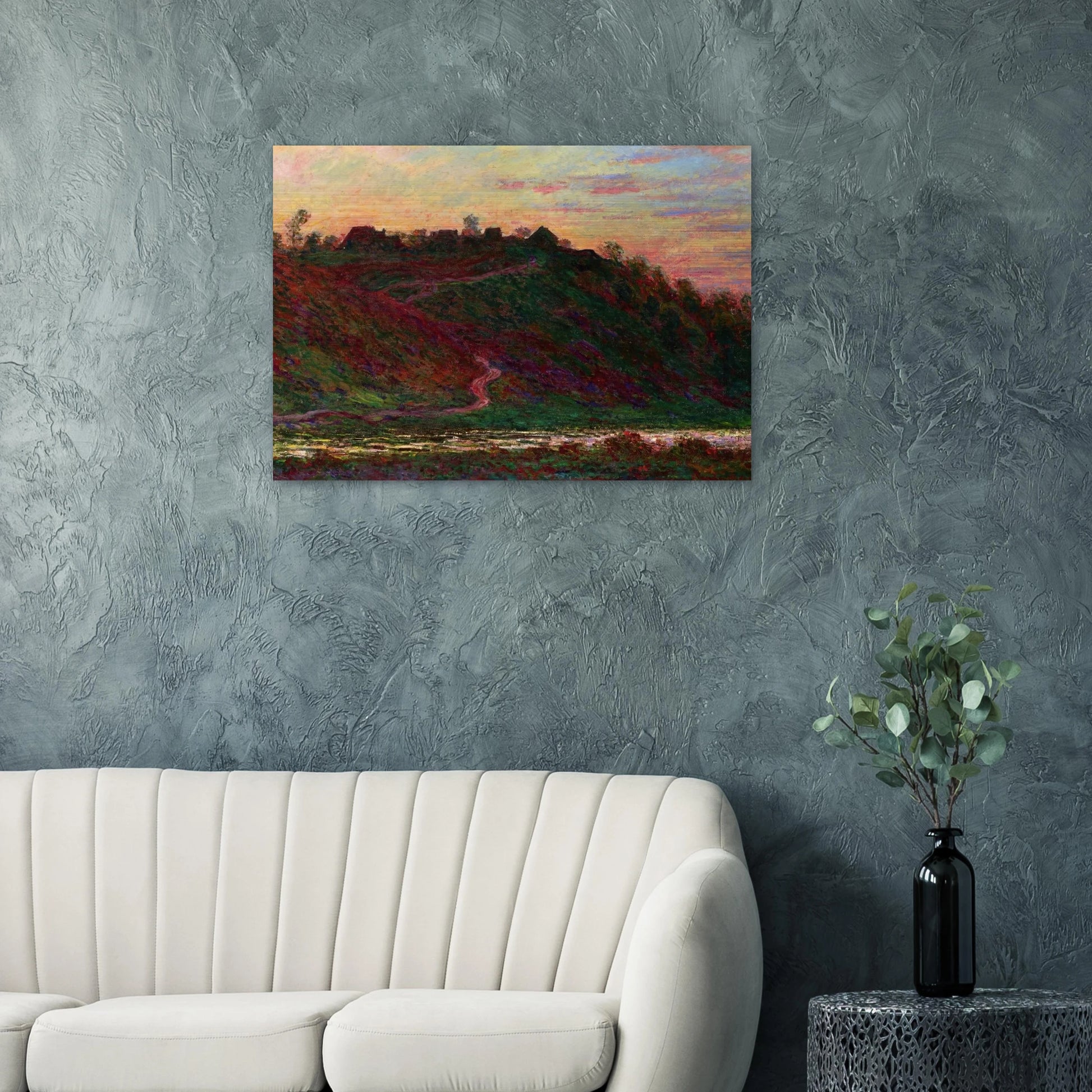 The Village of La Roche-Blond, Sunset - claude monet Brushed Aluminum Print - 70x100 cm / 28x40 inches | claude monet Aluminum Print | claude monet Prints