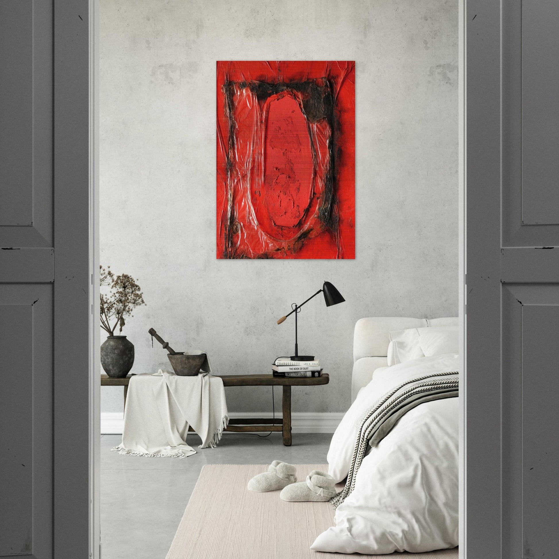 Red Plastic - 1961 - Alberto Burri Brushed Aluminum Print - 70x100 cm / 28x40 inches | Alberto Burri Aluminum Print | Alberto Burri Prints