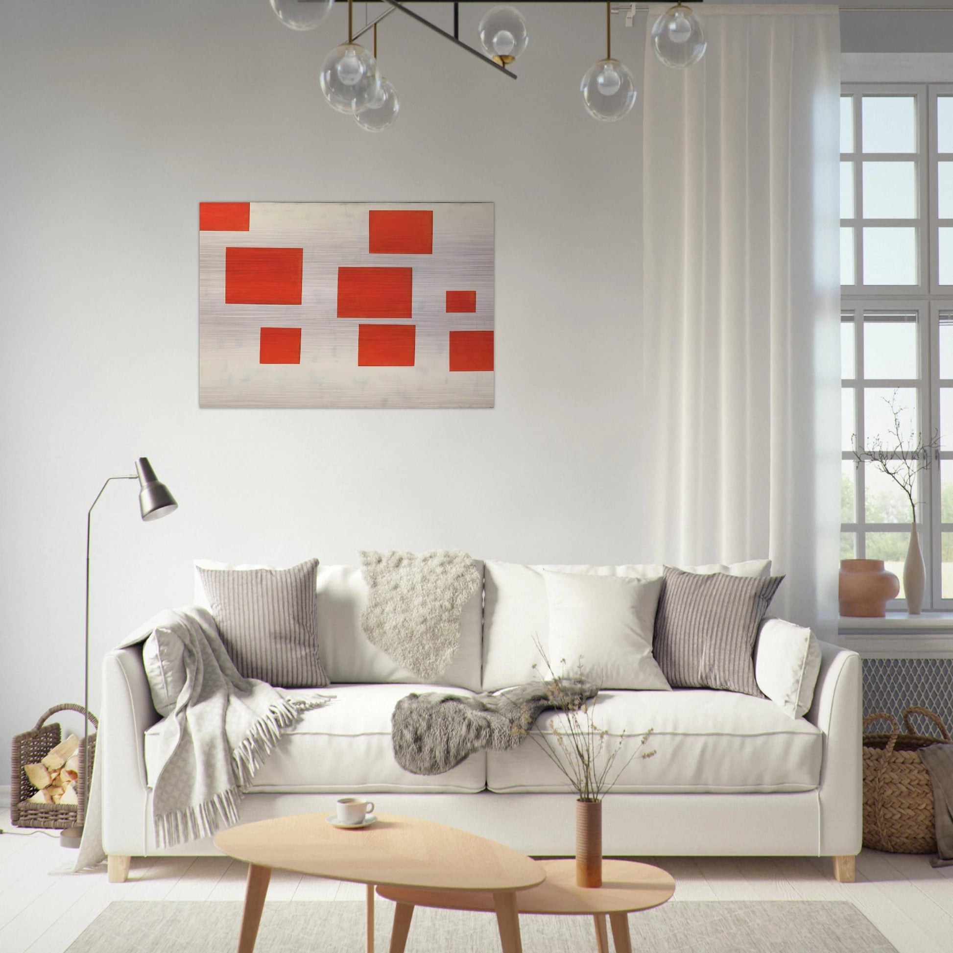 Komposition mit 8 roten Rechtecken Composition with 8 Red Rectangles - 1964 - Blinky Palermo Brushed Aluminum Print - 70x100 cm / 28x40 inches | Blinky Palermo Aluminum Print | Blinky Palermo Prints