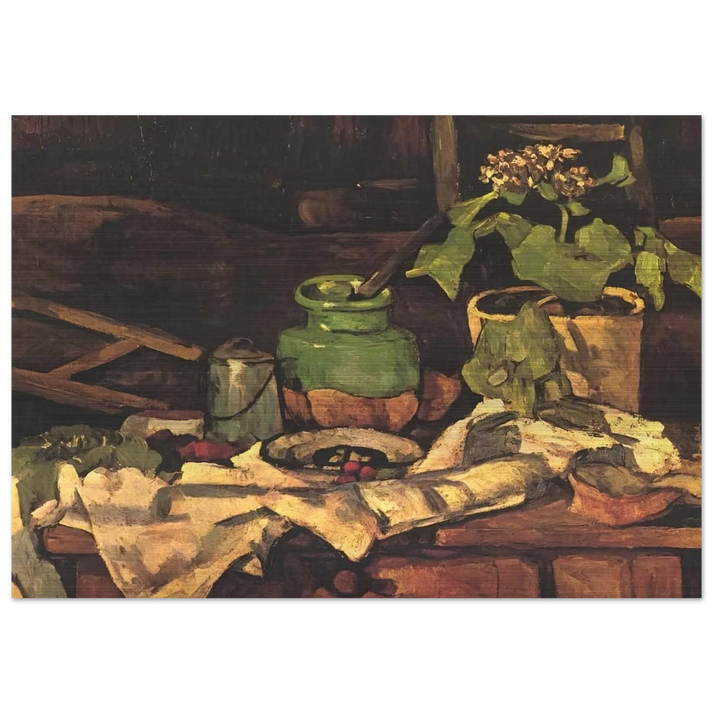 Flower pot at a table - Paul Cézanne Brushed Aluminum Print - 70x100 cm / 28x40 inches | Paul Cézanne Aluminum Print | Paul Cézanne Prints