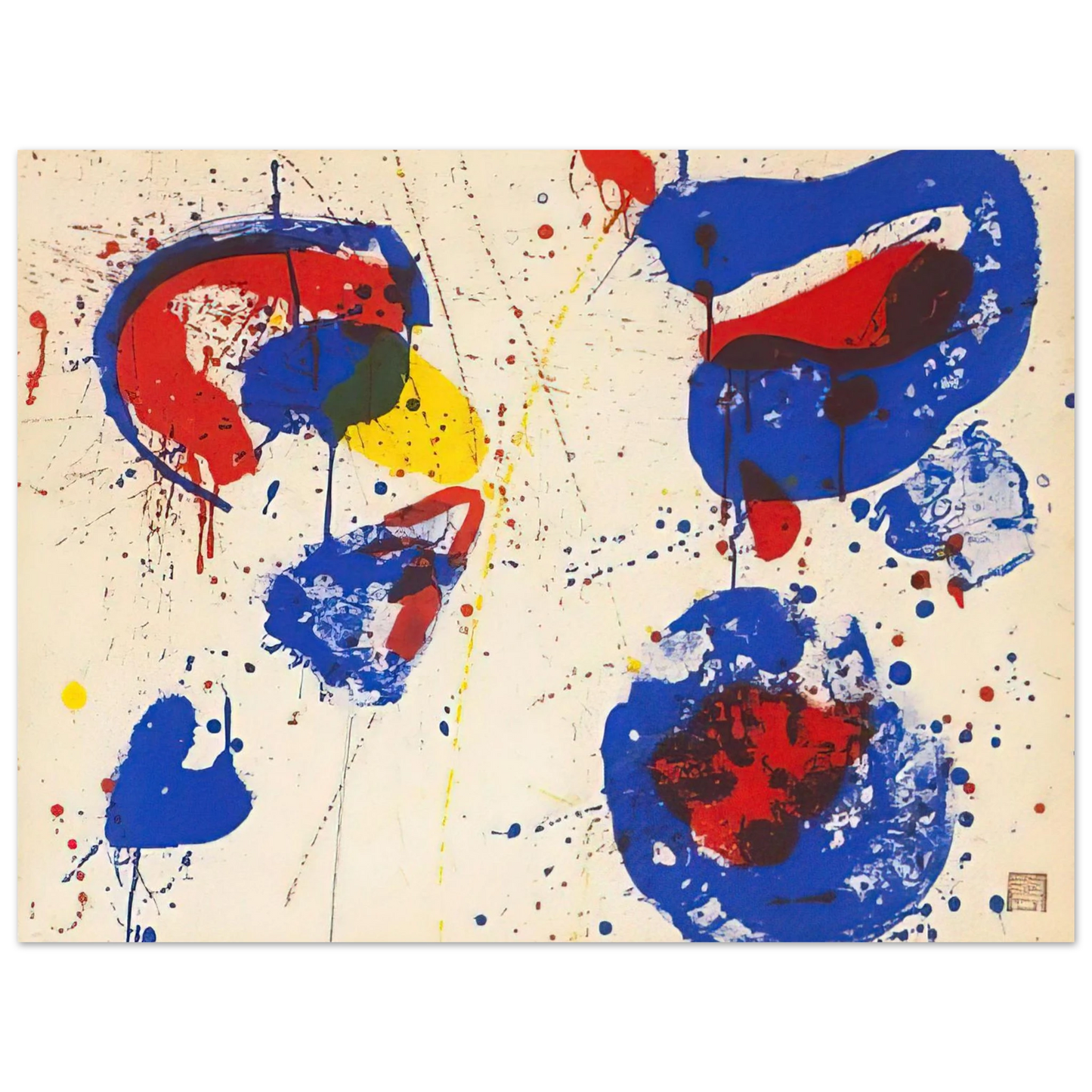 Sam Francis - Hurrah for the Red, White, and Blue  75x100 cm / 30x40inches Fine Art Poster