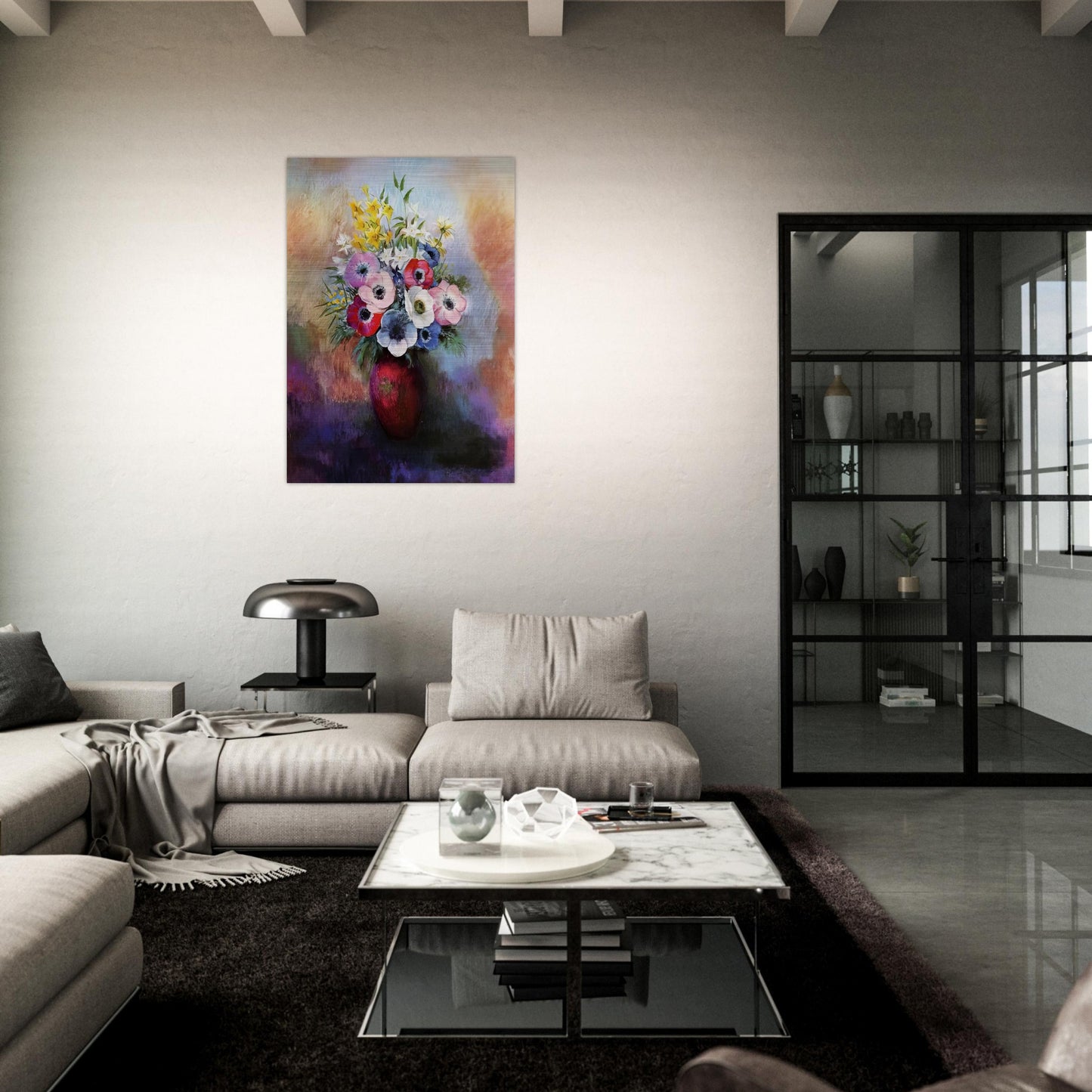 ANEMONES - Odilon Redon Brushed Aluminum Print - 70x100 cm / 28x40 inches | Odilon Redon Aluminum Print | Odilon Redon Prints