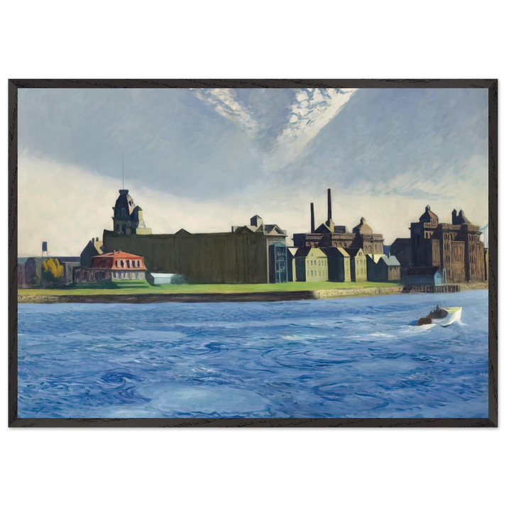 Blackwell s Island - Edward Hopper 70x100 cm / 28x40 inches Framed Art Print – Black Wooden Frame