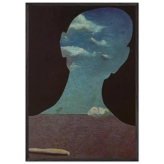 MAN WITH HIS HEAD FULL OF CLOUDS - Salvador Dali 70x100 cm / 28x40 inches Framed Art Print – Black Wooden Frame