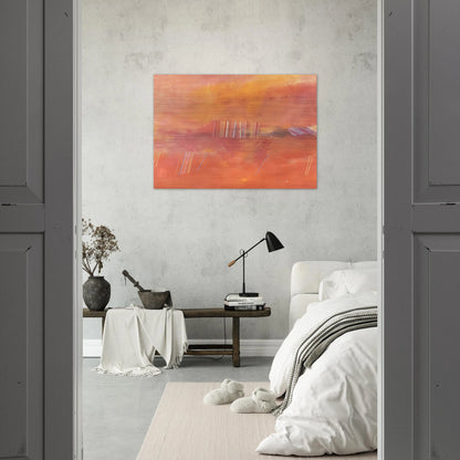 Orange Line Painting - 1969 - Ronnie Landfield Brushed Aluminum Print - 70x100 cm / 28x40 inches | Ronnie Landfield Aluminum Print | Ronnie Landfield Prints