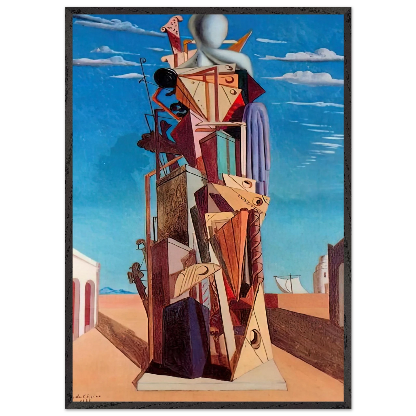 THE GREAT MACHINE 1925 - Giorgio de Chirico 70x100 cm / 28x40 inches Framed Art Print – Black Wooden Frame