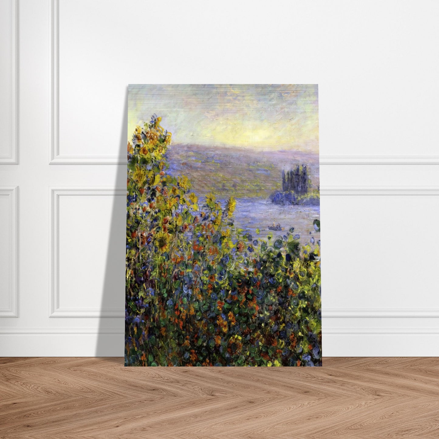 Flowers Beds at Vetheuil - claude monet Brushed Aluminum Print - 70x100 cm / 28x40 inches | claude monet Aluminum Print | claude monet Prints
