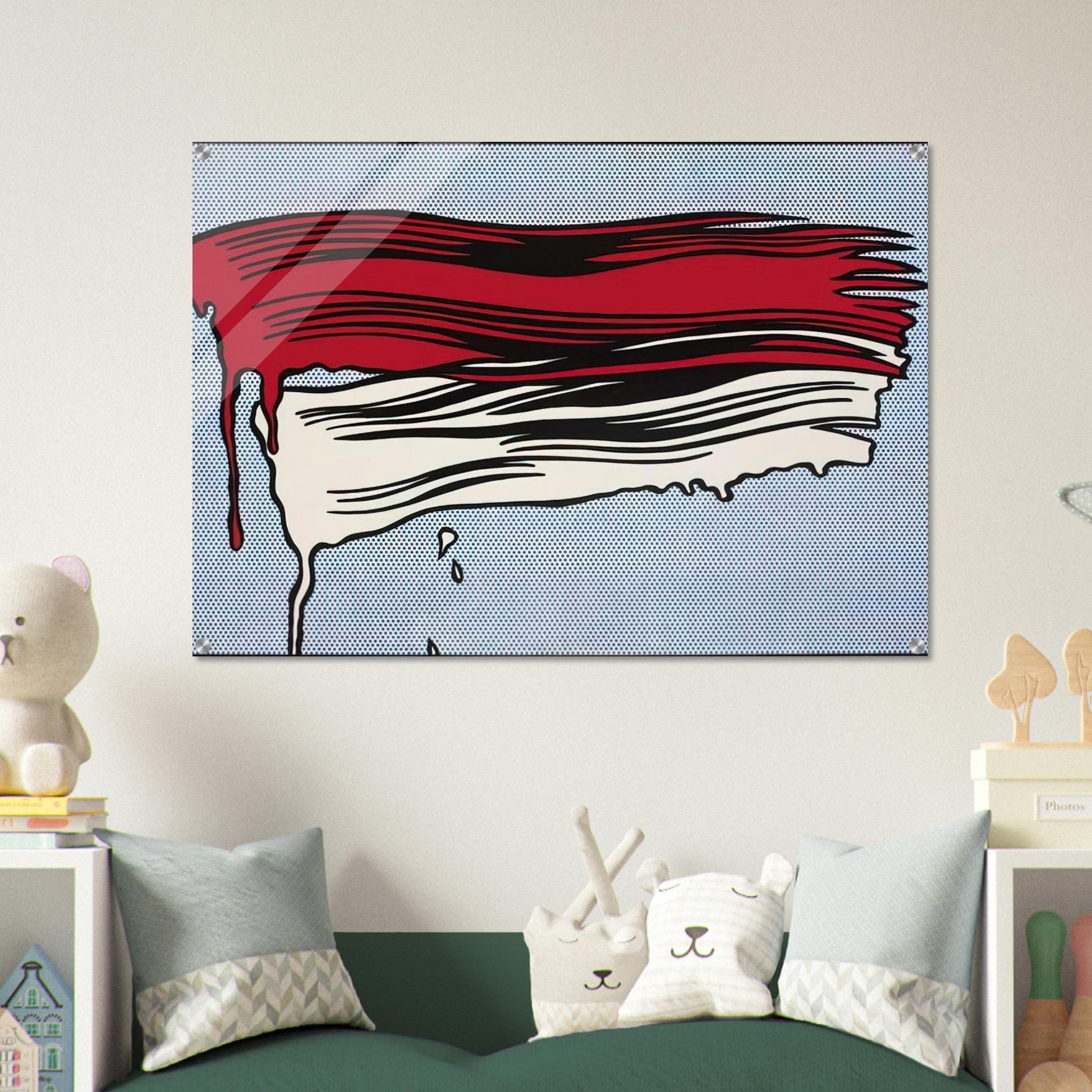 RED AND WHITE BRUSHSTROKES 1965 - Roy Lichtenstein Acrylic Print - 70x100 cm / 28x40″ inches