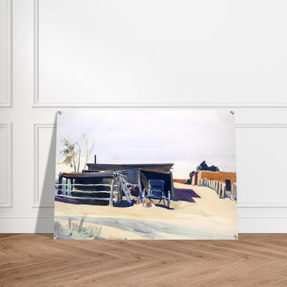 Adobes and Shed, New Mexico - Edward Hopper Acrylic Print - 70x100 cm / 28x40″ inches | Edward Hopper Wall Art | Edward Hopper Prints
