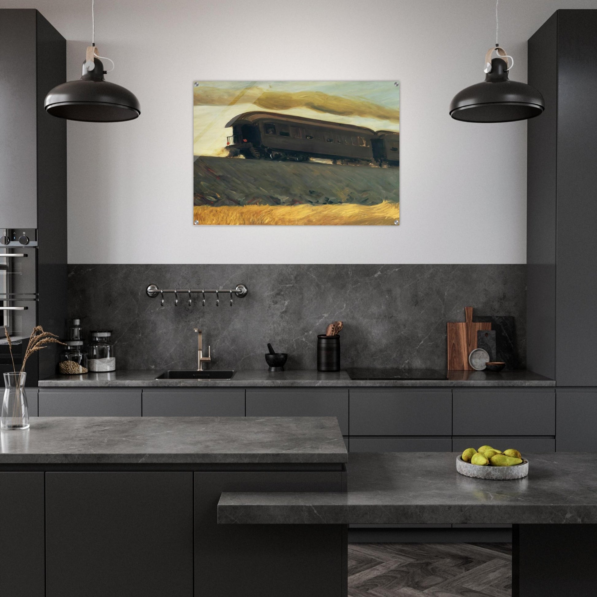 Railroad Train - Edward Hopper Acrylic Print - 70x100 cm / 28x40″ inches