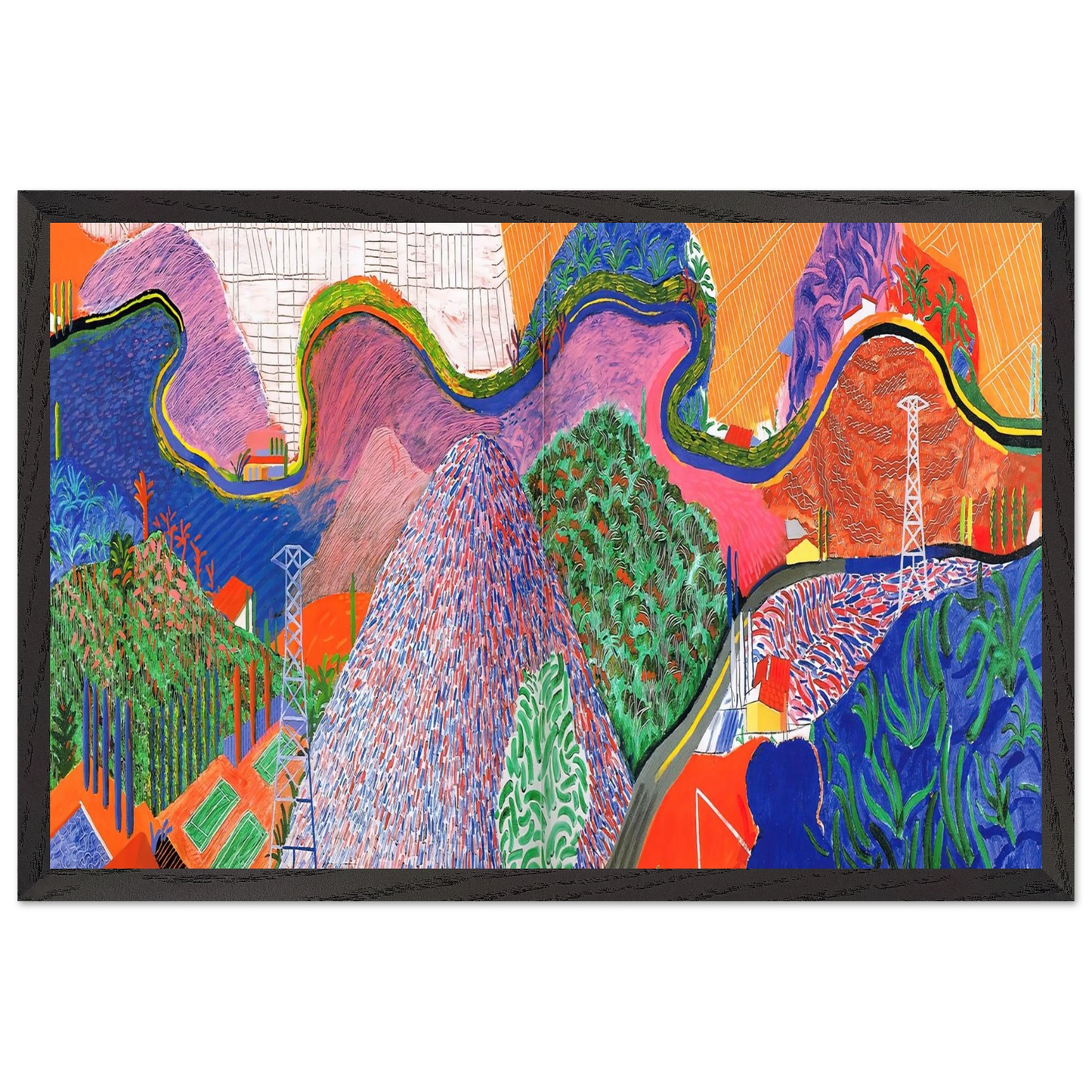 David Hockney - David Hockney Wall art - 50x70 cm / 20x28 inches - Premium Wooden Framed Poster With Fine Art Paper-canvas - Black frame