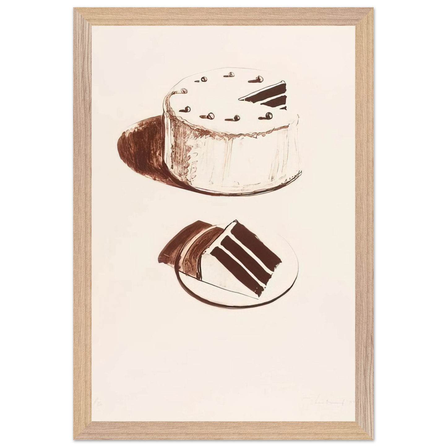 Wayne Thiebaud - Chocolate Cake - 1971 Wall Art - 30x40 cm / 12x16 inches - Fine Art Poster-canvas - -