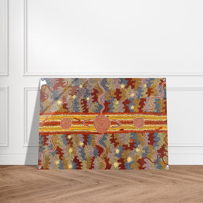 Corrobboree Dreaming - Native Art - Clifford Possum Tjapaltjarri Acrylic Print - 70x100 cm / 28x40″ inches | Clifford Possum Tjapaltjarri Wall Art | Clifford Possum Tjapaltjarri Prints