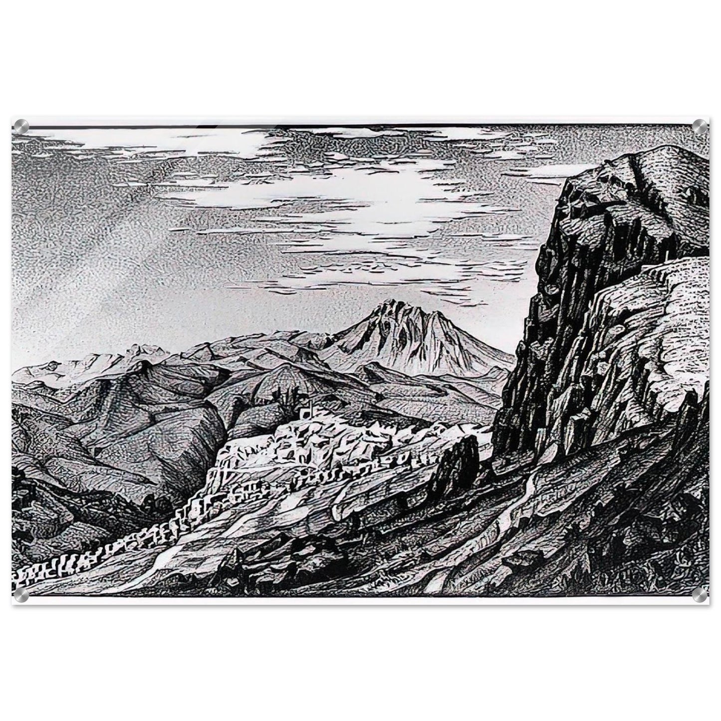 CALTAVUTURO IN THE MADONIE MOUNTAINS SICILY - MC Escher Acrylic Print - 70x100 cm / 28x40″ inches | Maurits Cornelis Escher Prints