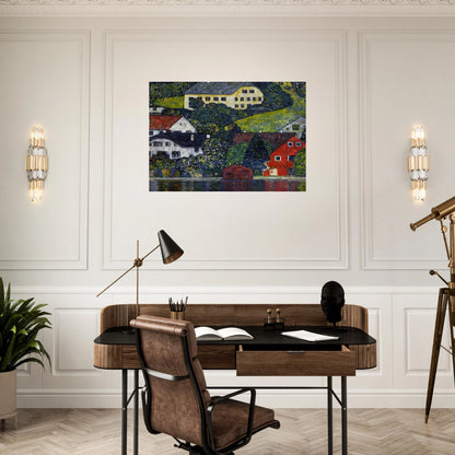 HOUSES AT UNTERACH ON THE ATTERSEE - Gustav Klimt Brushed Aluminum Print - 70x100 cm / 28x40 inches | Gustav Klimt Aluminum Print | Gustav Klimt Prints