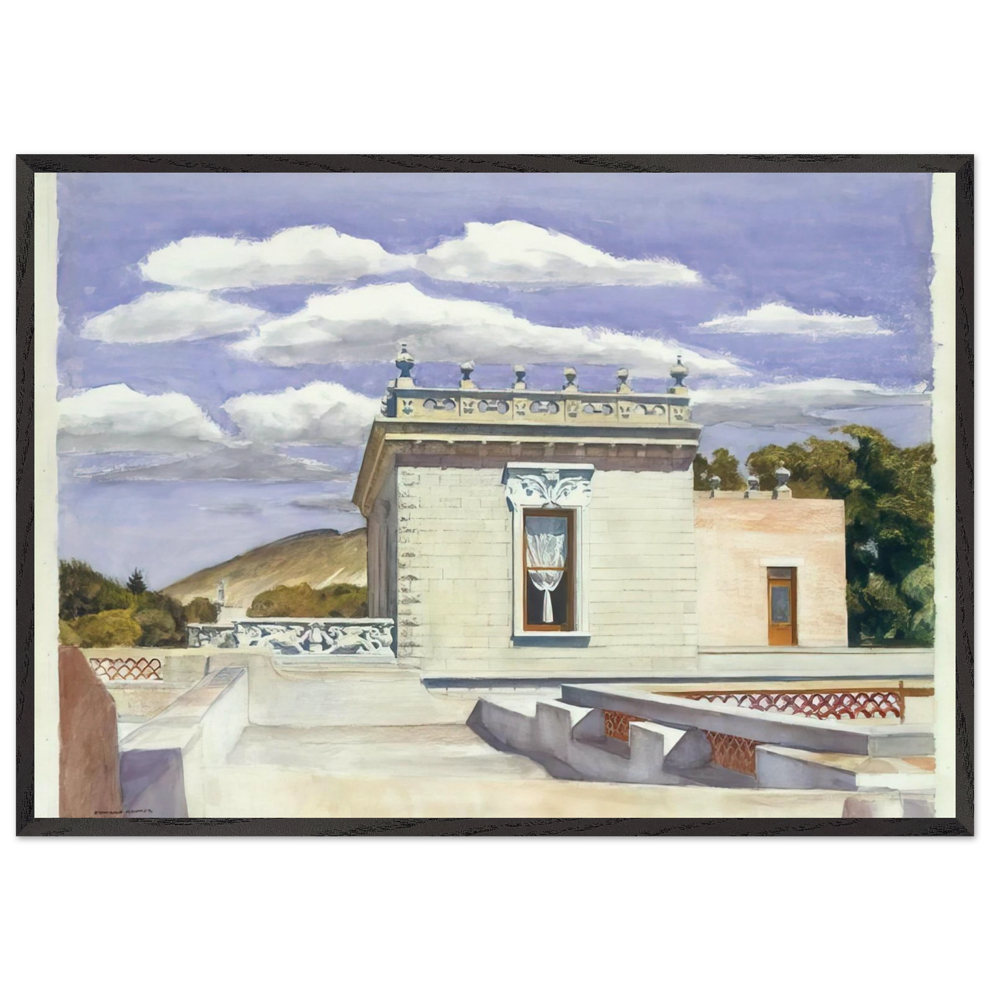 Saltillo Mansion - Edward Hopper 70x100 cm / 28x40 inches Framed Art Print – Black Wooden Frame