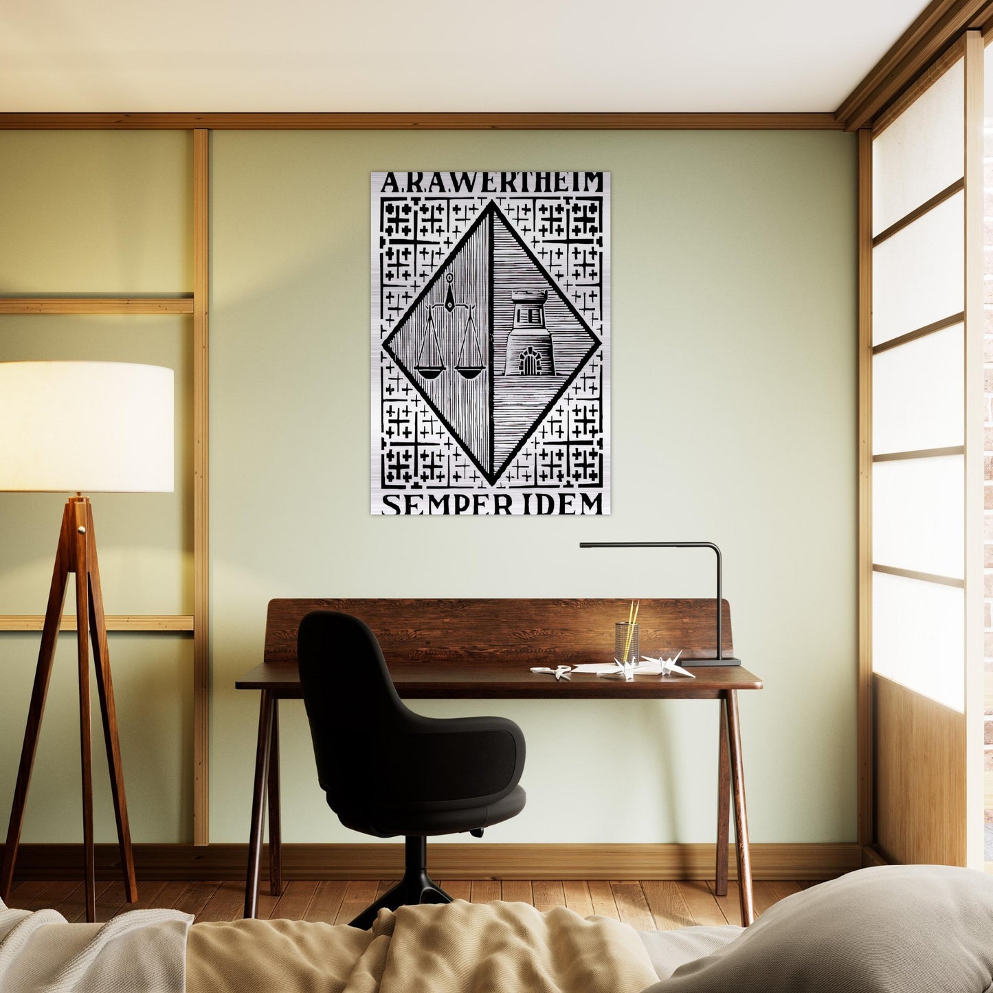 BOOKPLATE A R A WERTHEIM - MC Escher Brushed Aluminum Print - 70x100 cm / 28x40 inches | MC Escher Aluminum Print | MC Escher Prints