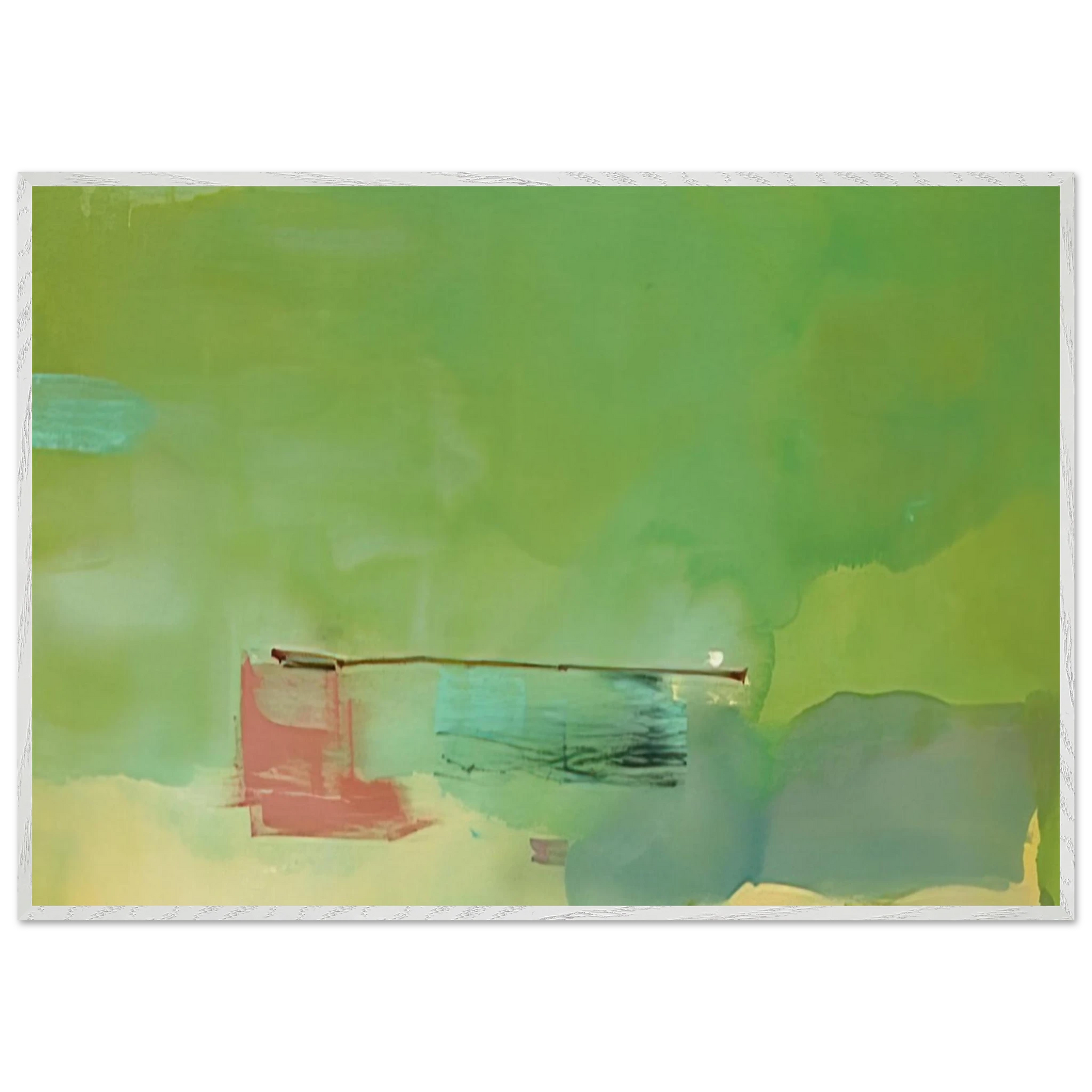 Helen Frankenthaler - Springscape - 1975 Wall art - 28x43  cm / XL (11x17 inches) - Premium Wooden Framed Poster With Fine Art Paper-canvas - White frame