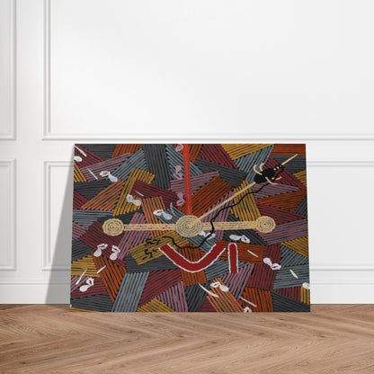 Men's Love Story - 1996 - Clifford Possum Tjapaltjarri Brushed Aluminum Print - 70x100 cm / 28x40 inches | Clifford Possum Tjapaltjarri Aluminum Print | Clifford Possum Tjapaltjarri Prints