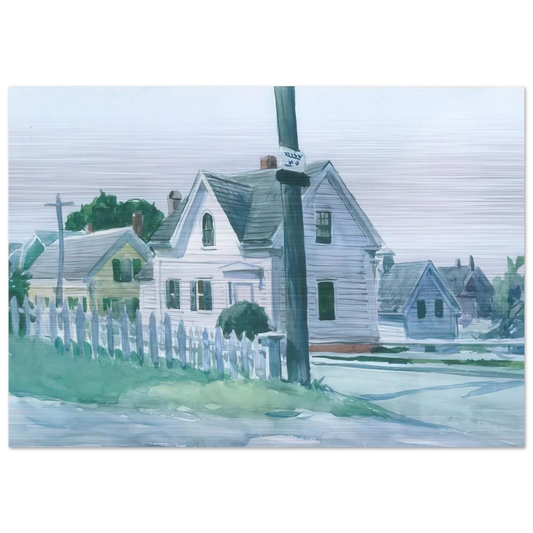White House with Dormer Window - Edward Hopper Brushed Aluminum Print - 70x100 cm / 28x40 inches | Edward Hopper Aluminum Print | Edward Hopper Prints