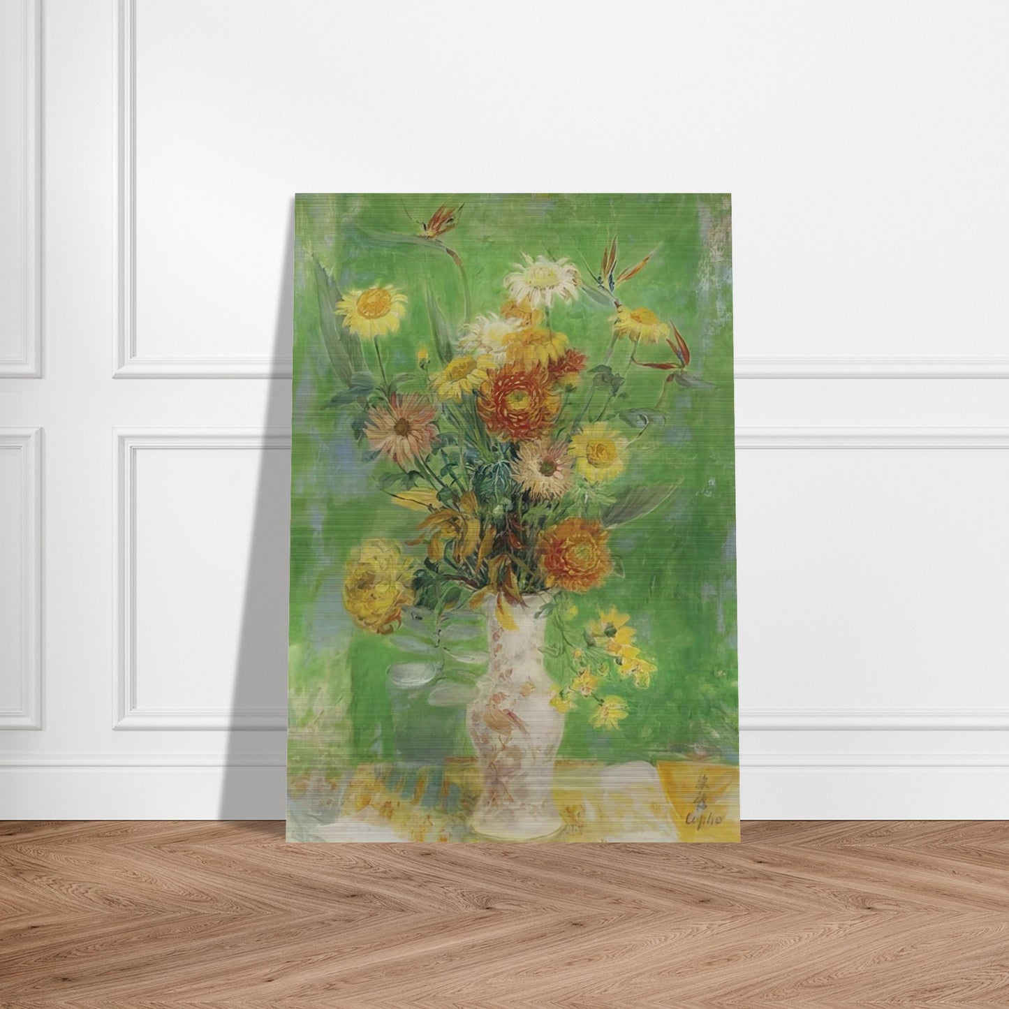 Chrysanthemums and Sunflowers - Post-Impressionism - Le Pho Brushed Aluminum Print - 70x100 cm / 28x40 inches | Le Pho Aluminum Print | Le Pho Prints