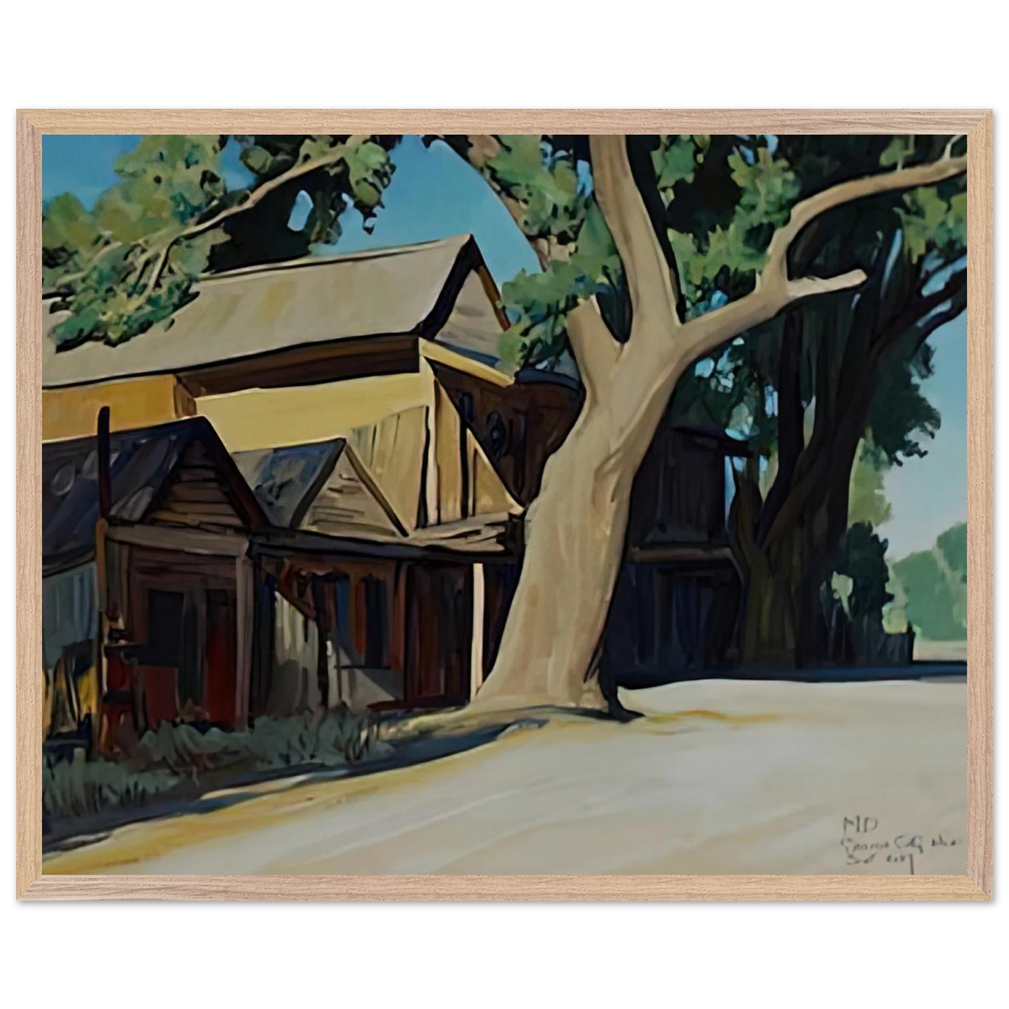 Maynard Dixon - OLD CHINATOWN CARSON CITY NEVADA 1937 Wall art - 45x60 cm / 18x24 inches - Premium Wooden Framed Poster With Fine Art Paper-canvas - White frame