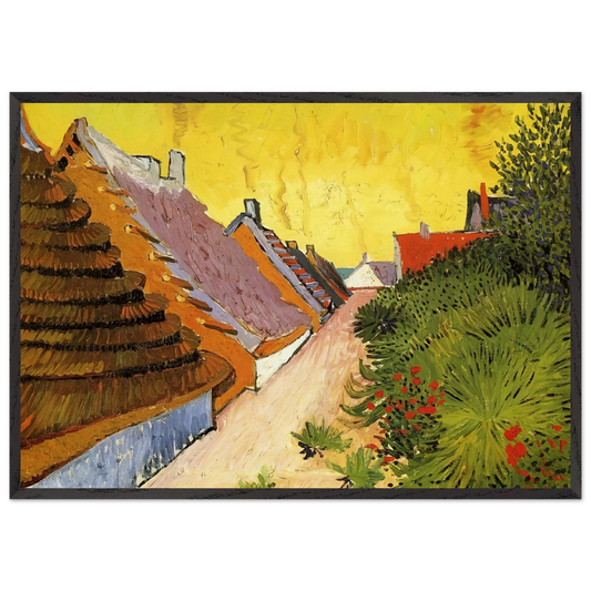 Street in Saintes-Maries - Vincent van Gogh 70x100 cm / 28x40 inches Framed Art Print – Black Wooden Frame
