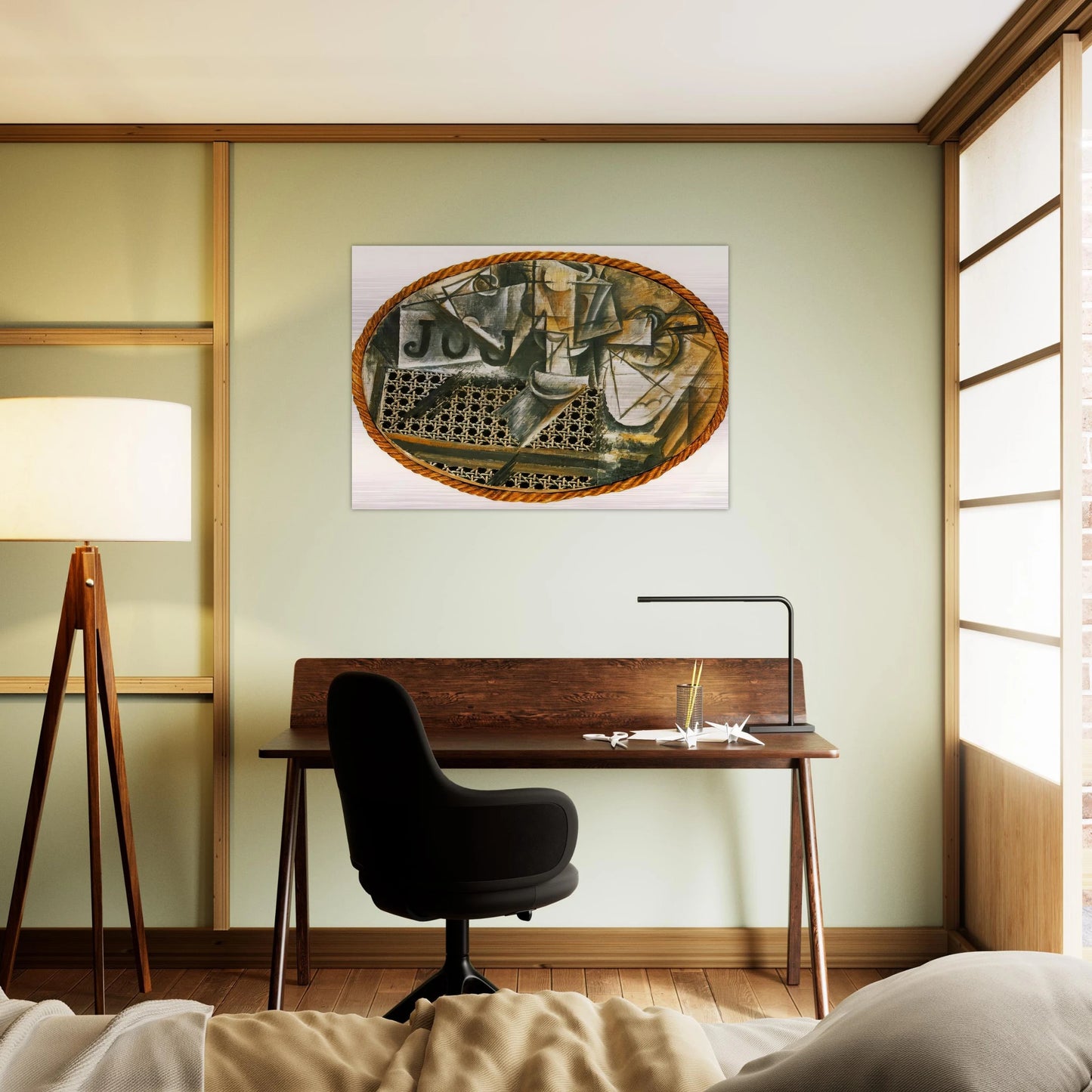 Still Life with Caned Chair - Pablo Picasso Brushed Aluminum Print - 70x100 cm / 28x40 inches | Pablo Picasso Aluminum Print | Pablo Picasso Prints