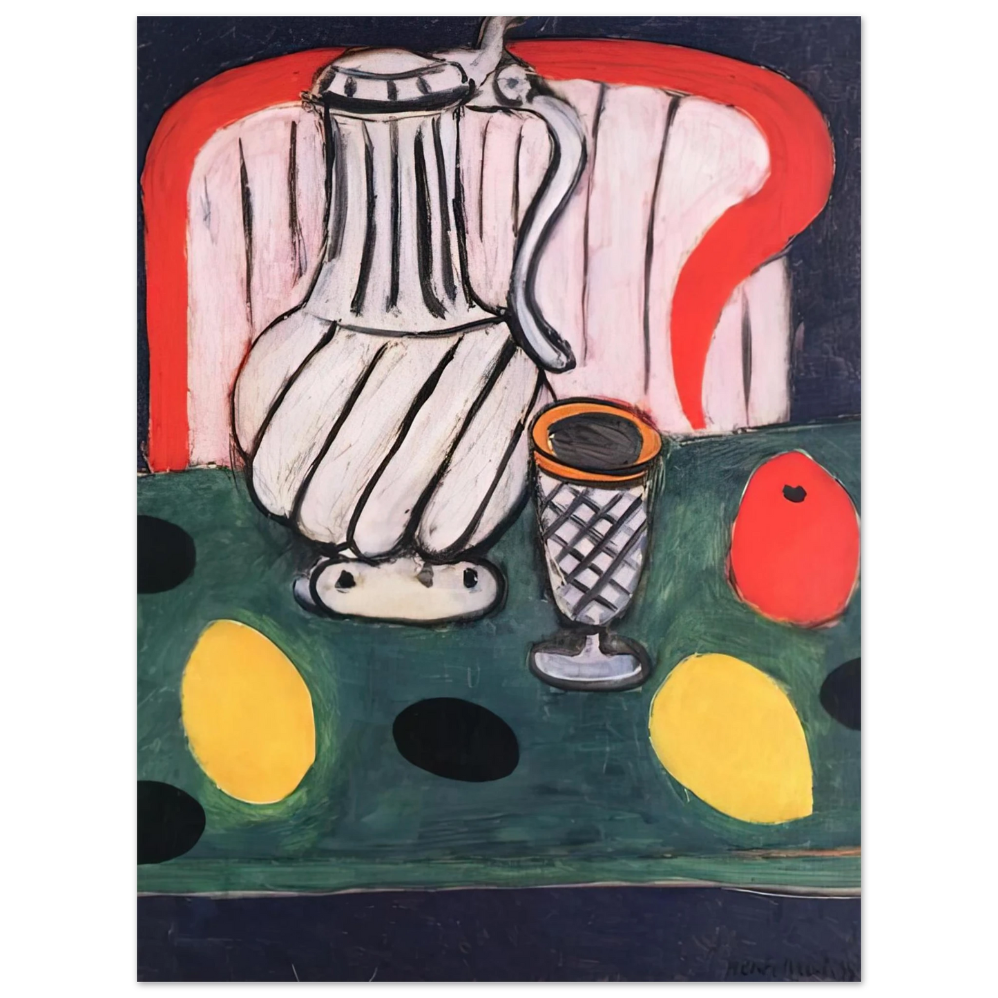 Henri Matisse - TIN PITCHER LEMON AND ARMCHAIR 1939  75x100 cm / 30x40inches Fine Art Poster