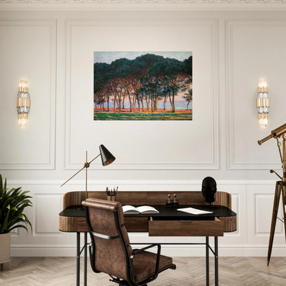Under the Pine Trees at the End of the Day - claude monet Brushed Aluminum Print - 70x100 cm / 28x40 inches | claude monet Aluminum Print | claude monet Prints