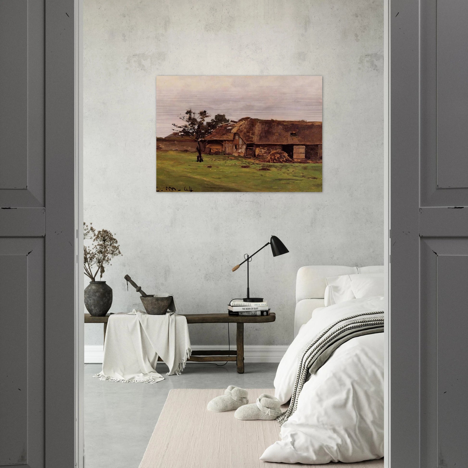 Farm near Honfleur - claude monet Brushed Aluminum Print - 70x100 cm / 28x40 inches | claude monet Aluminum Print | claude monet Prints