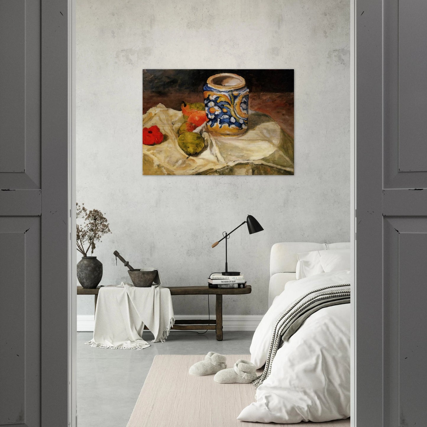 Still life with Italian earthenware jar - Paul Cézanne Brushed Aluminum Print - 70x100 cm / 28x40 inches | Paul Cézanne Aluminum Print | Paul Cézanne Prints