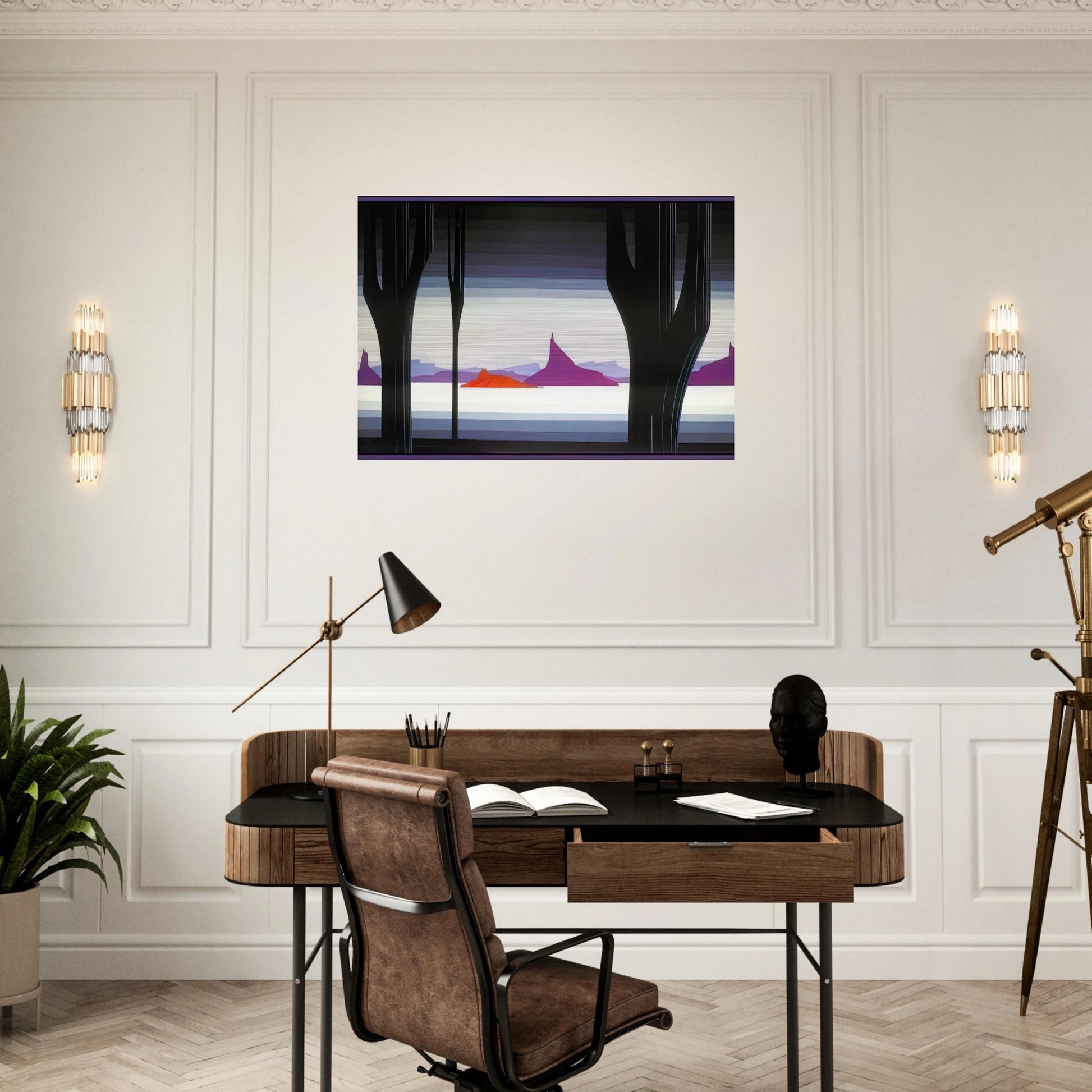 Saguaro - Eyvind Earle Brushed Aluminum Print - 70x100 cm / 28x40 inches | Eyvind Earle Aluminum Print | Eyvind Earle Prints