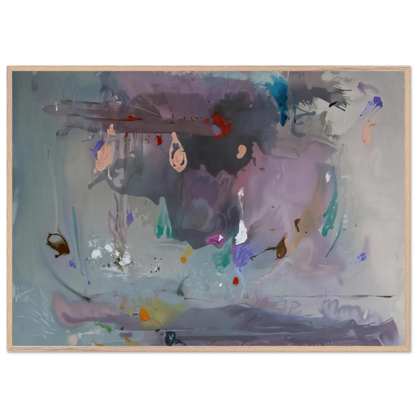 Helen Frankenthaler - Grey Fireworks - 2000 Wall art - 60x80 cm / 24x32 Inches - Premium Wooden Framed Poster With Fine Art Paper - Wood frame