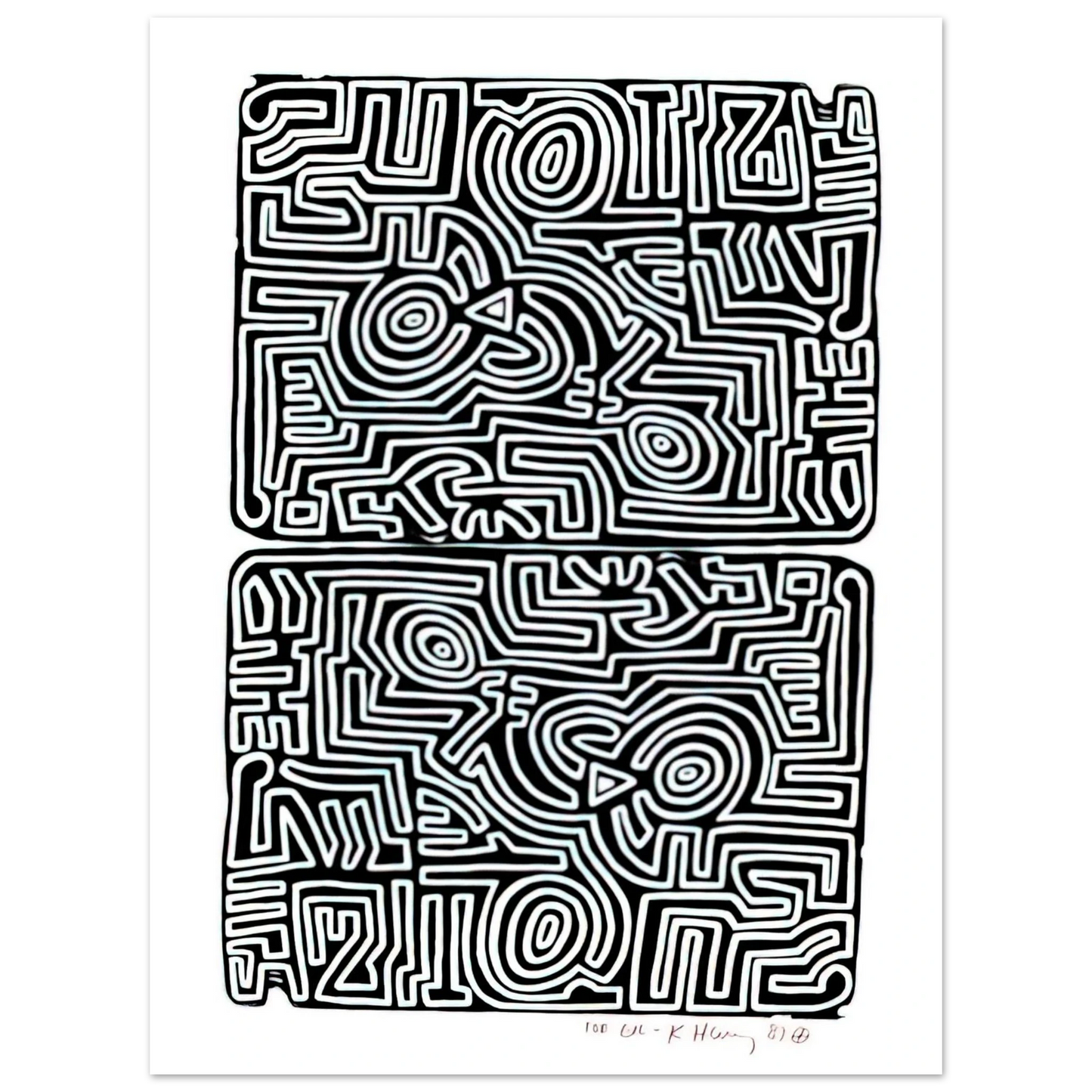 Keith Haring - LABYRINTH 1989  75x100 cm / 30x40inches Fine Art Poster