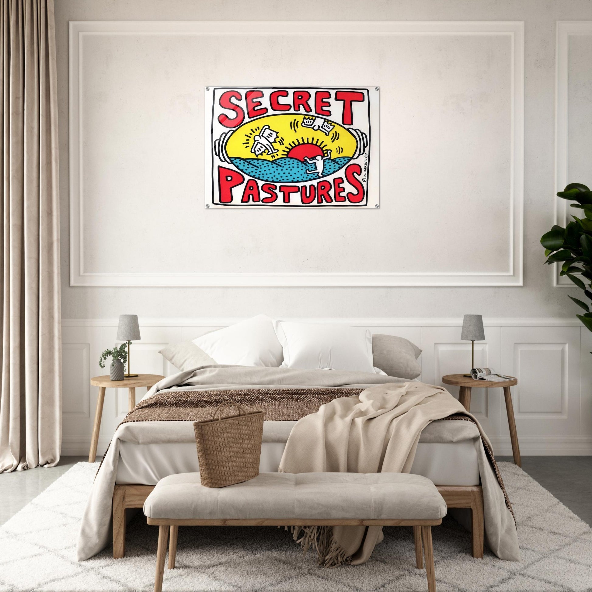 PROMOTIONAL POSTER FOR SECRET PASTURES 1984 - Keith Haring Acrylic Print - 70x100 cm / 28x40″ inches
