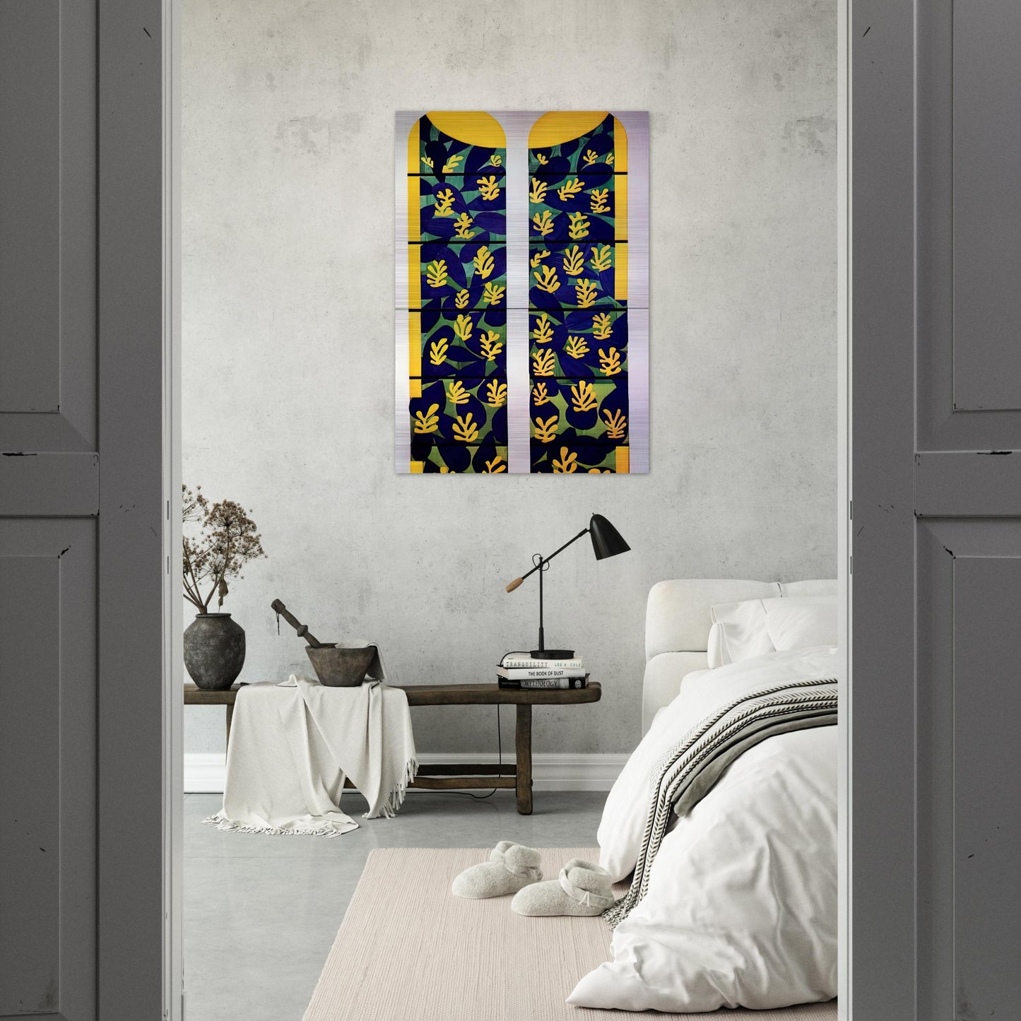 TREE OF LIFE STAINED GLASS BEHIND THE ALTAR IN THE CHAPEL OF THE ROSARY AT VENCE 1951 - Henri Matisse Brushed Aluminum Print - 70x100 cm / 28x40 inches | Henri Matisse Aluminum Print | Henri Matisse Prints