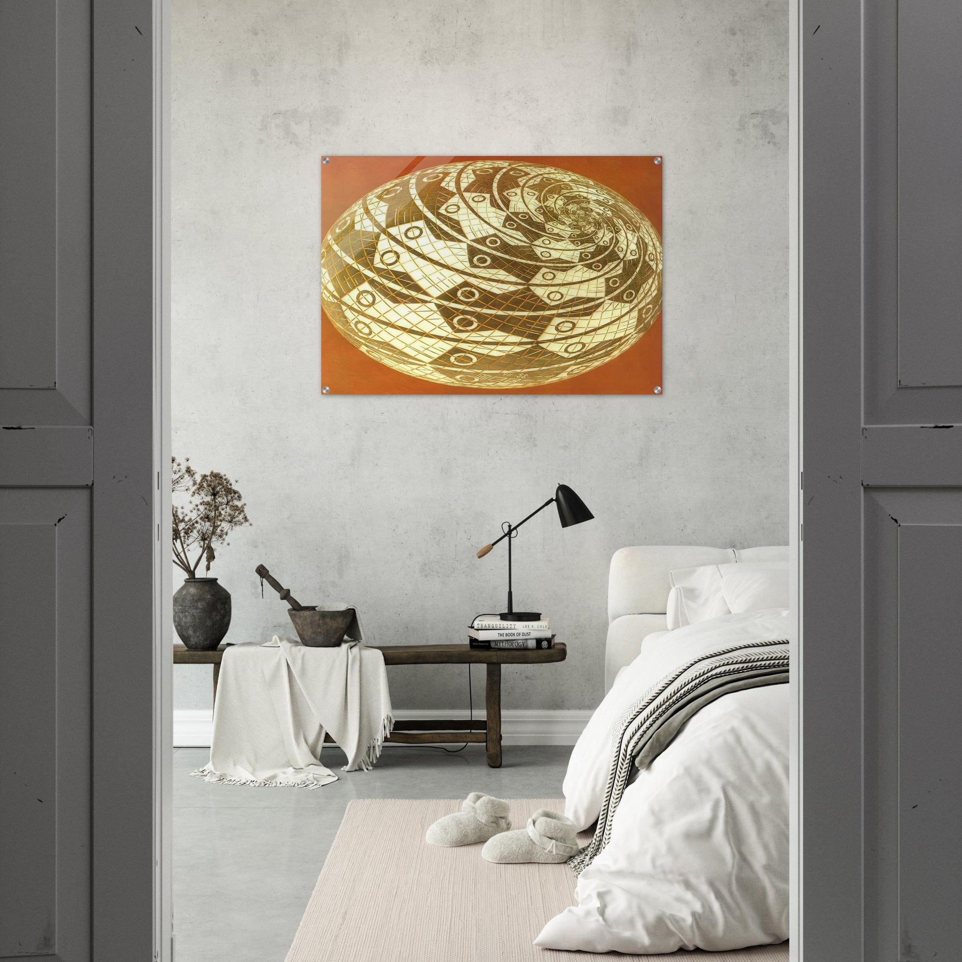 SPHERE SURFACE WITH FISHES COLOUR - MC Escher Acrylic Print - 70x100 cm / 28x40″ inches | Maurits Cornelis Escher Prints