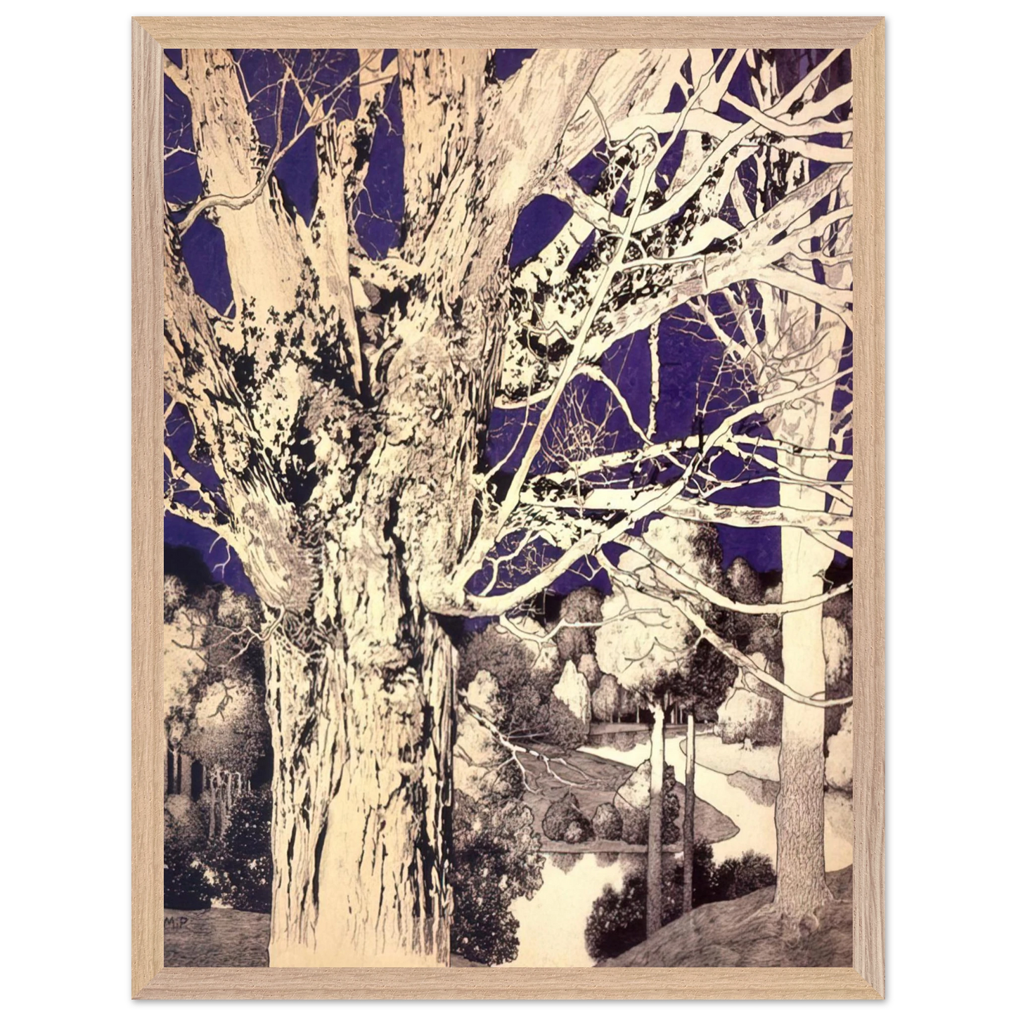 Maxfield Parrish - Solitude Wall Art - 30x40 cm / 12x16 inches - Premium Wooden Framed Poster With Fine Art Paper-canvas - Black frame