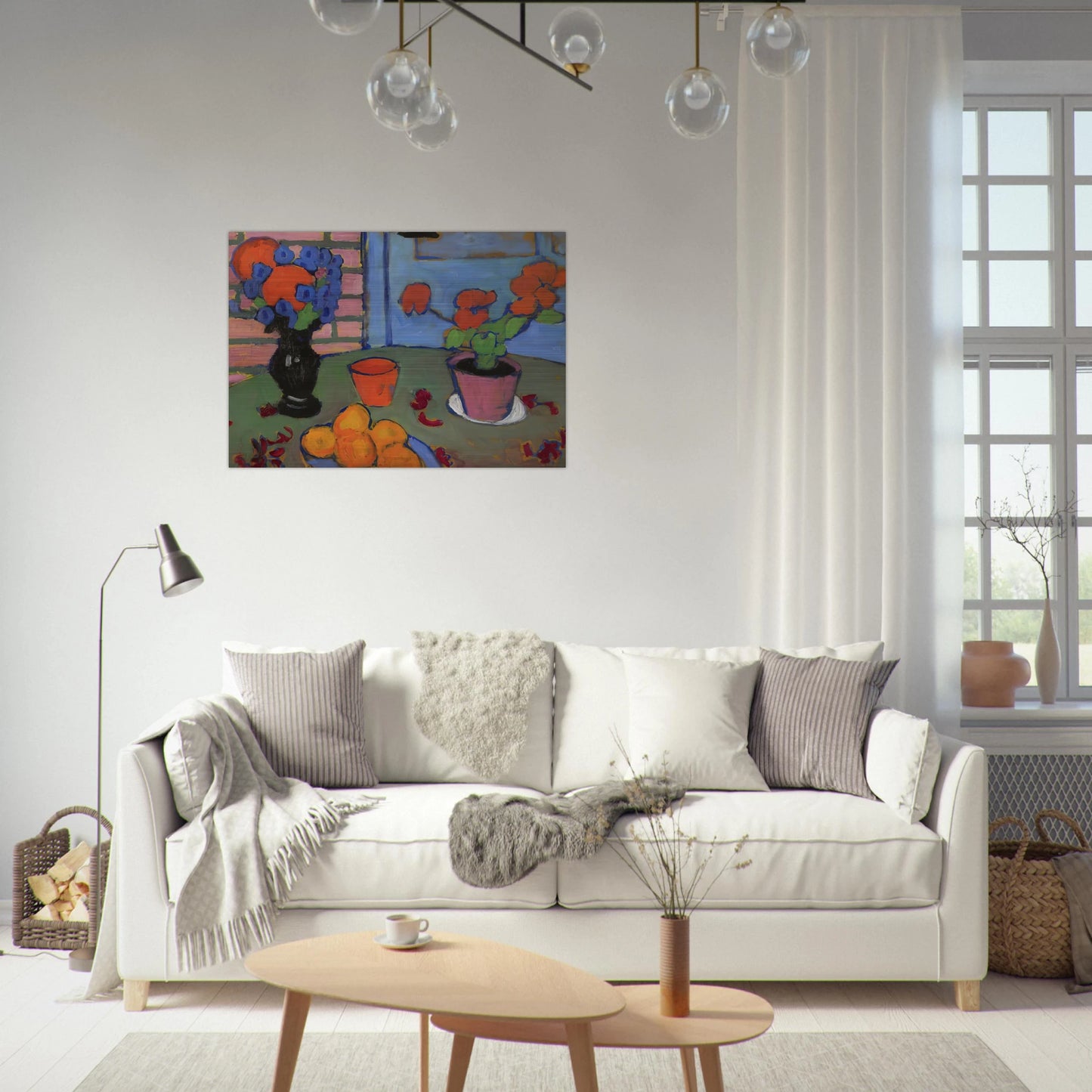 STILL LIFE WITH FLOWERS AND ORANGES 1909 - Alexej von Jawlensky Brushed Aluminum Print - 70x100 cm / 28x40 inches | Alexej von Jawlensky Aluminum Print | Alexej von Jawlensky Prints