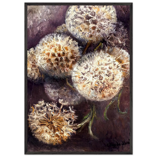 Dandelions - claude monet 70x100 cm / 28x40 inches Framed Art Print – Black Wooden Frame