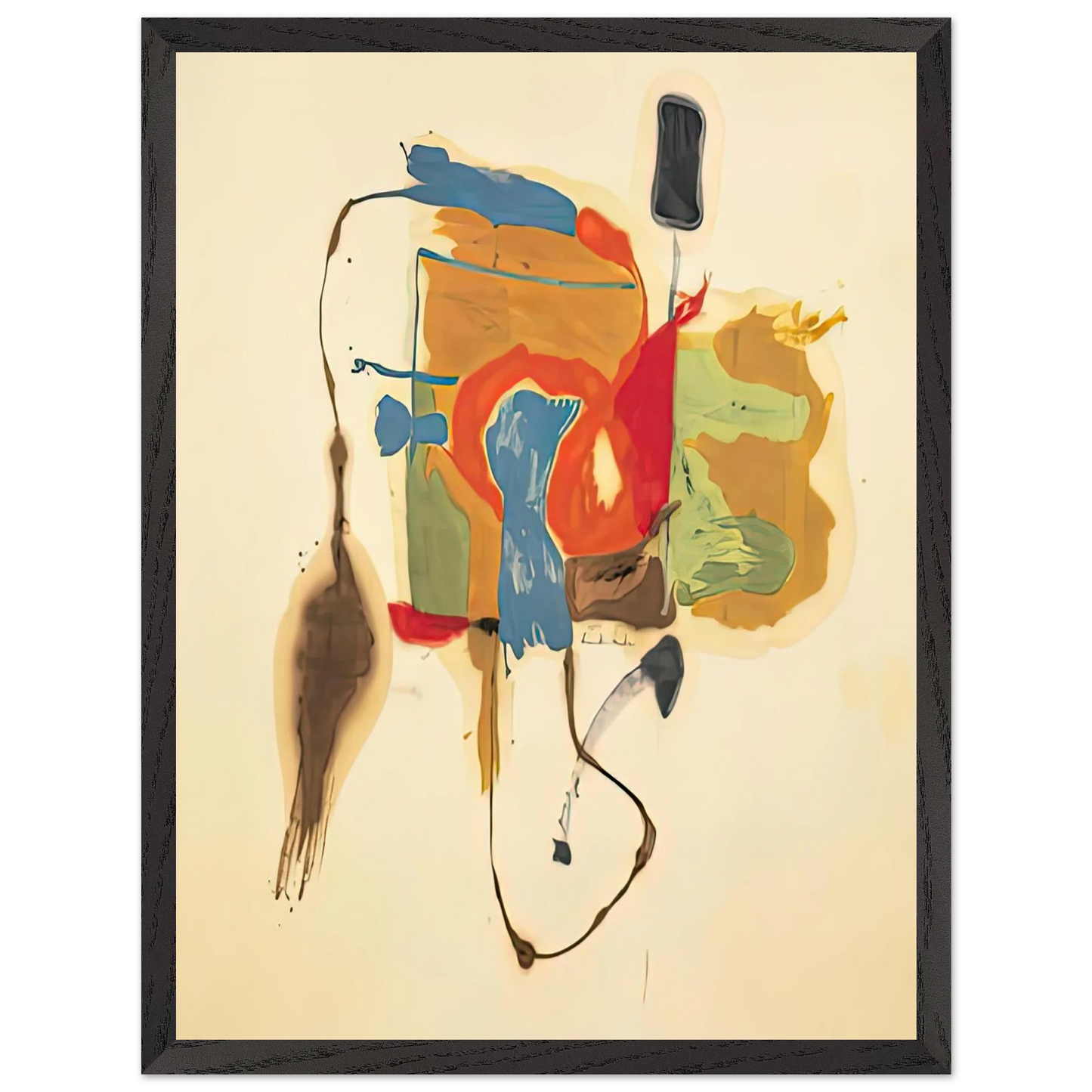 Helen Frankenthaler - Blue Form in a Scene, 1961- Wall Art - 30x40 cm / 12x16 inches - Premium Wooden Framed Poster With Fine Art Paper-canvas - Black frame
