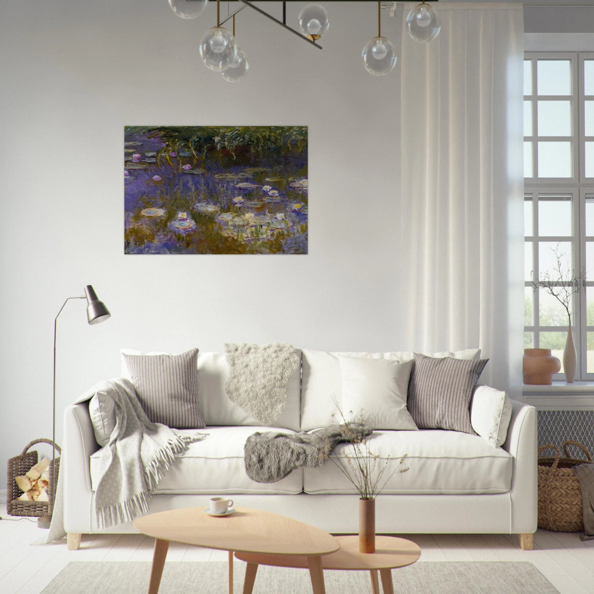 Water Lilies, Yellow and Lilac - claude monet Brushed Aluminum Print - 70x100 cm / 28x40 inches | claude monet Aluminum Print | claude monet Prints