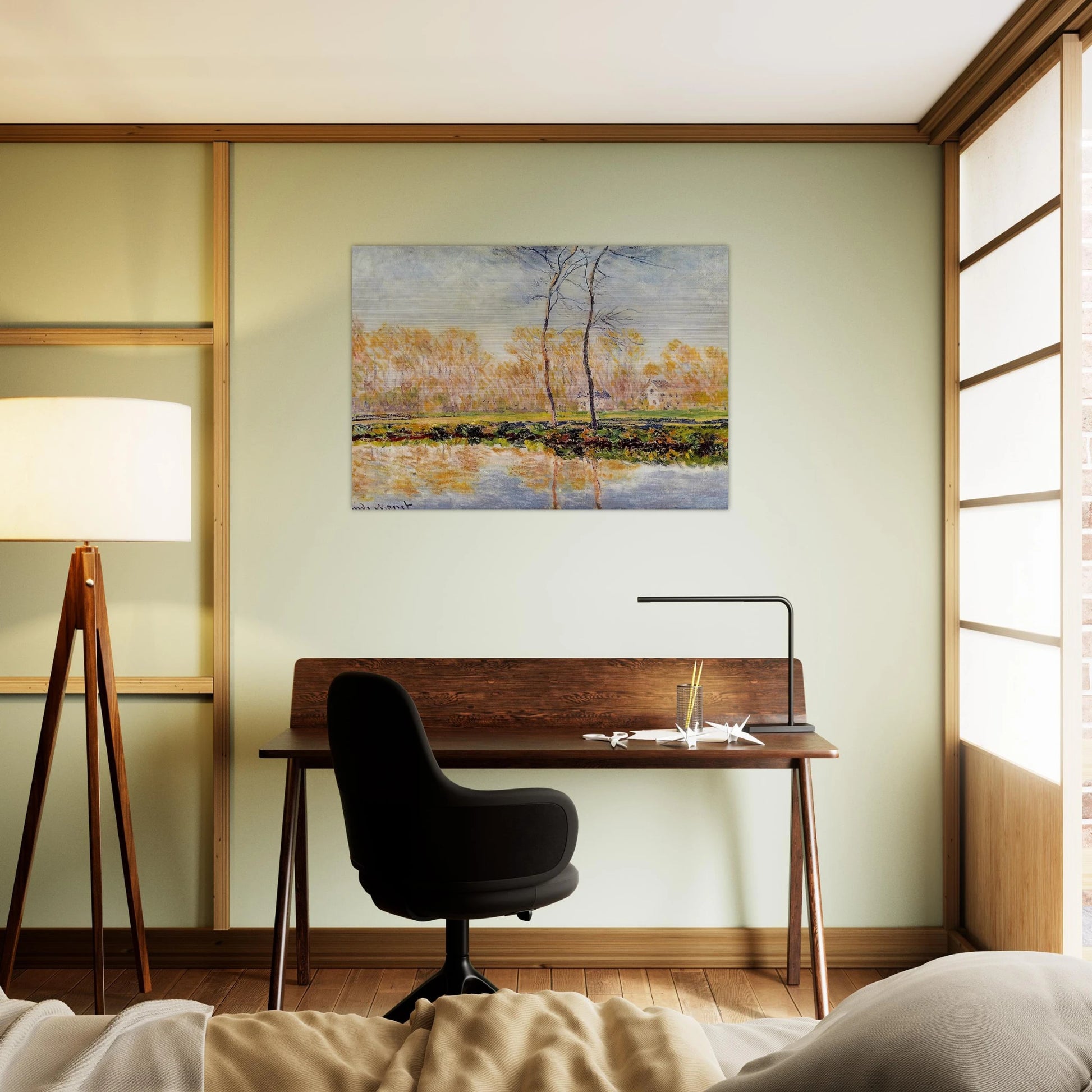 The Banks of the River Epte at Giverny - claude monet Brushed Aluminum Print - 70x100 cm / 28x40 inches | claude monet Aluminum Print | claude monet Prints