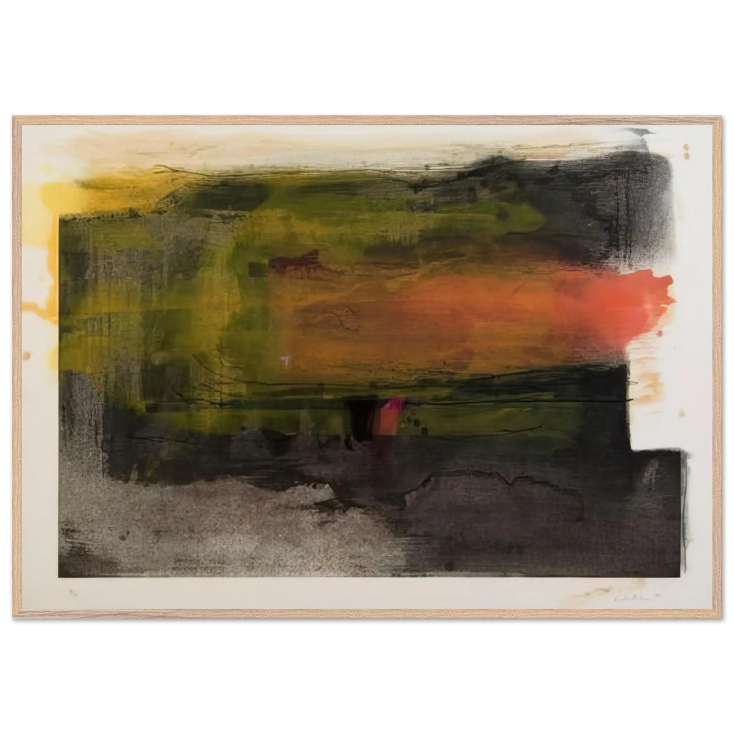 Helen Frankenthaler - Deep Sun - 1983 Wall art - 70x100 cm / 28x40 Inches - Premium Wooden Framed Poster With Fine Art Paper - Black frame