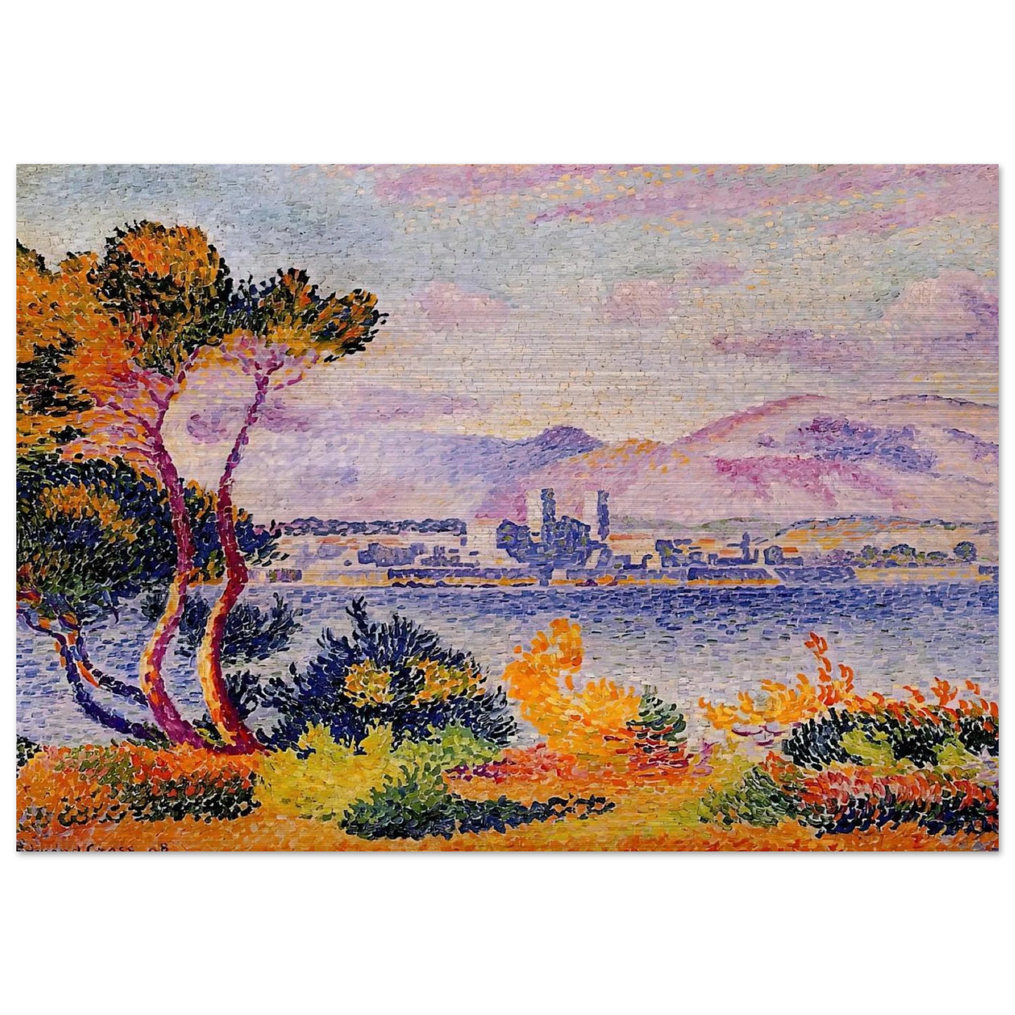 Antibes, Afternoon - Henri-Edmond Cross Brushed Aluminum Print - 70x100 cm / 28x40 inches | Henri-Edmond Cross Aluminum Print | Henri-Edmond Cross Prints