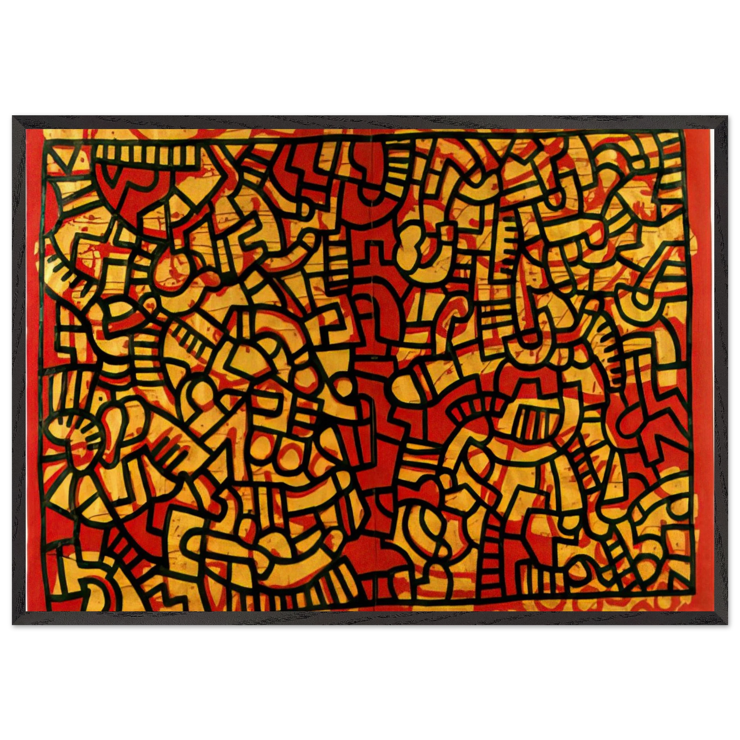 UNTITLED 1979 N3 - Keith Haring 70x100 cm / 28x40 inches Framed Art Print – Black Wooden Frame