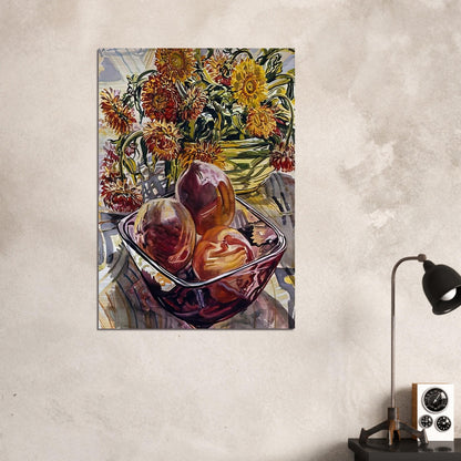 PEACHES AND STRAWFLOWERS 1990 - Janet Fish Brushed Aluminum Print - 70x100 cm / 28x40 inches | Janet Fish Aluminum Print | Janet Fish Prints