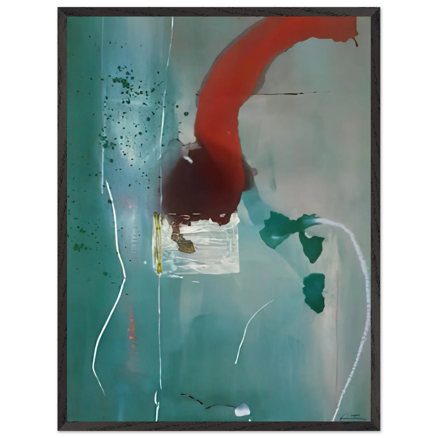Helen Frankenthaler - Square One - 1985 Wall art - 40x50 cm / 16x20 Inches - Premium Wooden Framed Poster With Fine Art Paper - Black frame