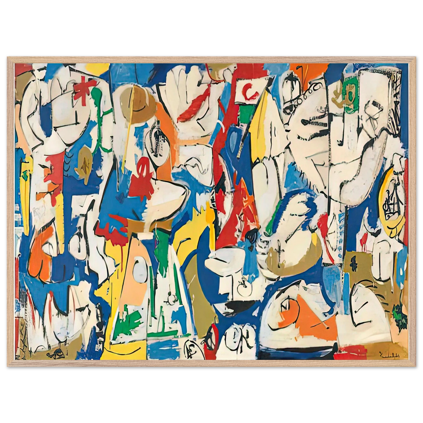 Helen Frankenthaler - The Jugglers, 1951- Wall Art - 60x80 cm / 24x32 inches - Premium Wooden Framed Poster With Fine Art Paper-canvas - White frame